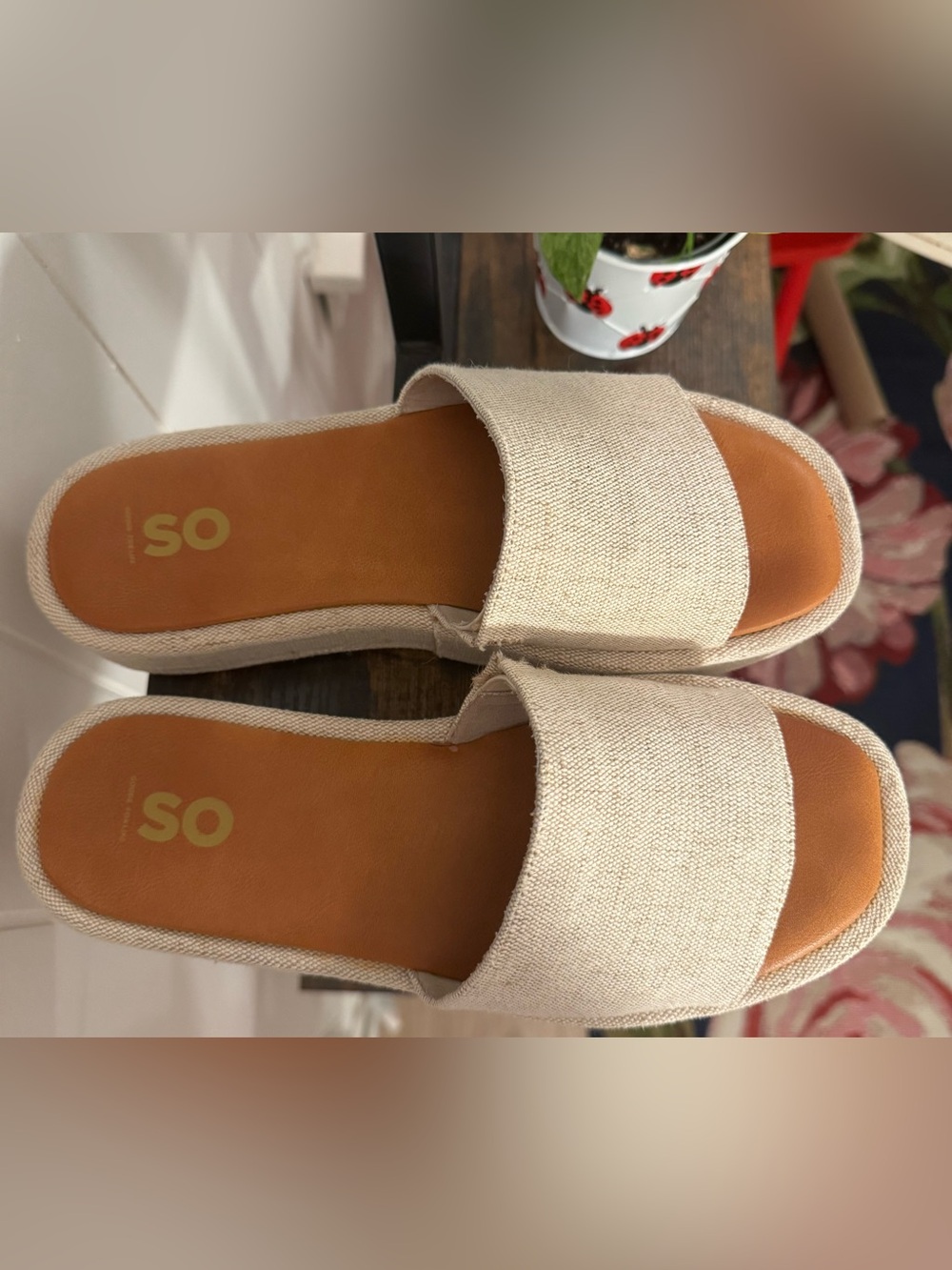 ASOS Beige Linen Slide Mules